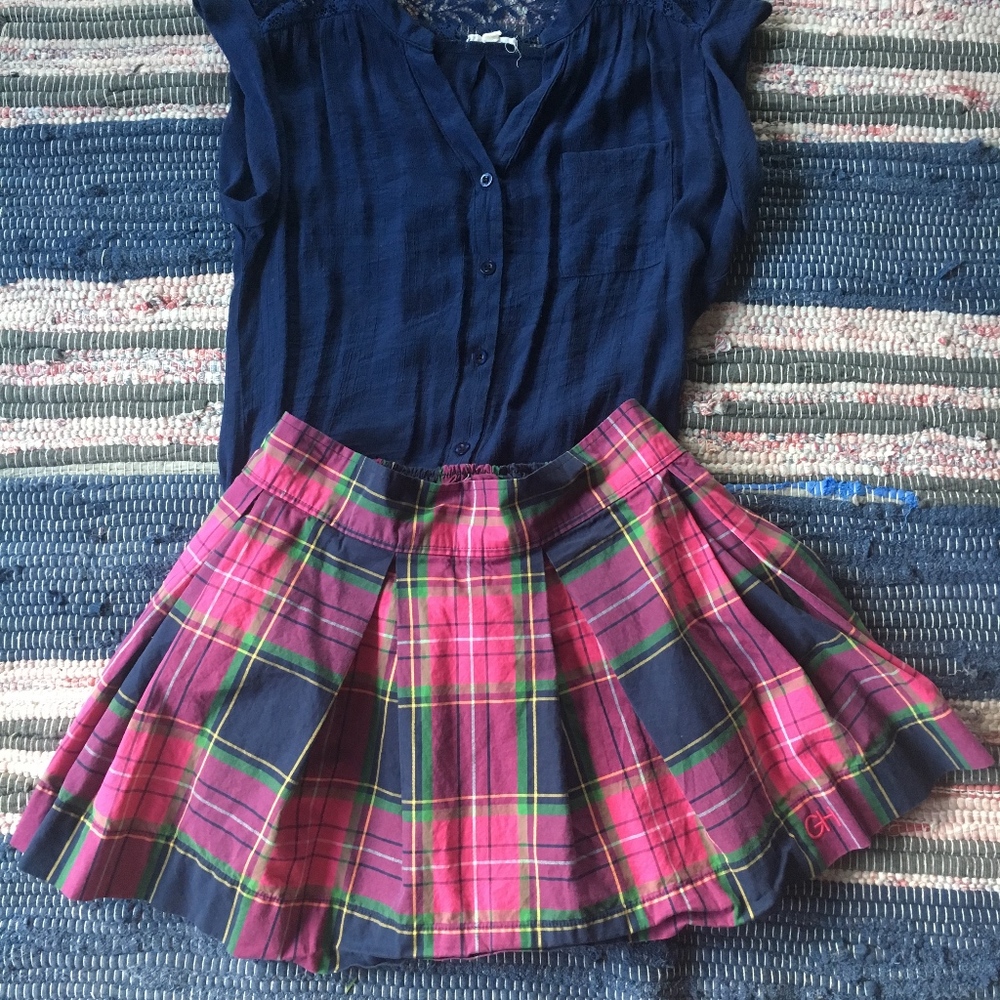 NWOT Pink Plaid Gilly Hicks Mini Layered Skirt
